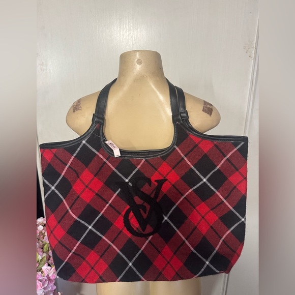 Victoria's Secret Handbags - Victoria's Secret Red and Black Checkered Tote